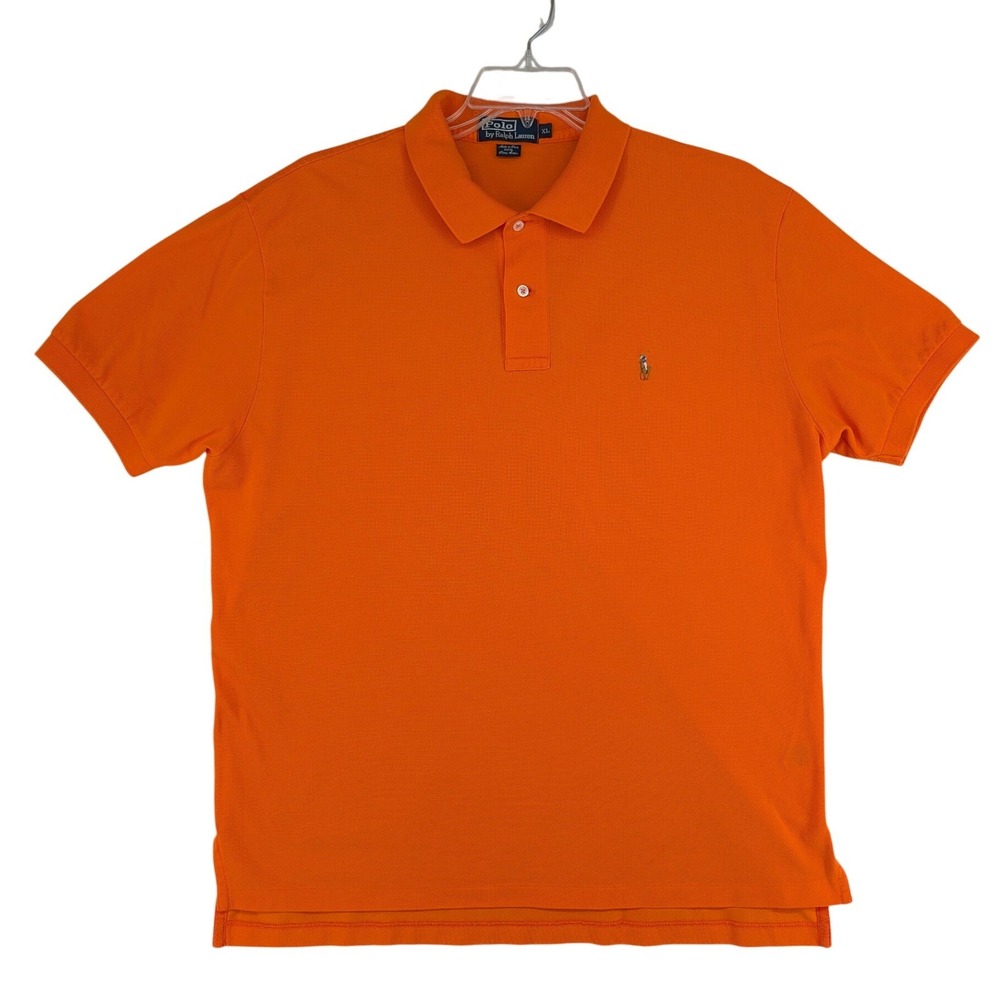 Polo Ralph Lauren Polo Shirt XL Orange Pima Cotton Short Sleeve Pony Logo Preppy